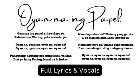 Kapampangan Song Lyrics .